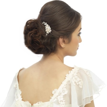 SassB Marcia Luxe Freshwater Pearl Wedding Hair Pin (Silver)