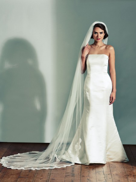 Joyce Jackson Bala Chapel Length Veil with Lace Motifs and Edging