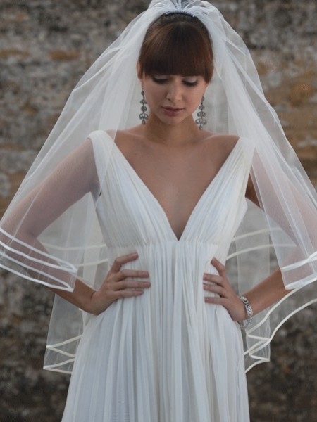 Joyce Jackson Barbados Double Row Satin Edge Veil