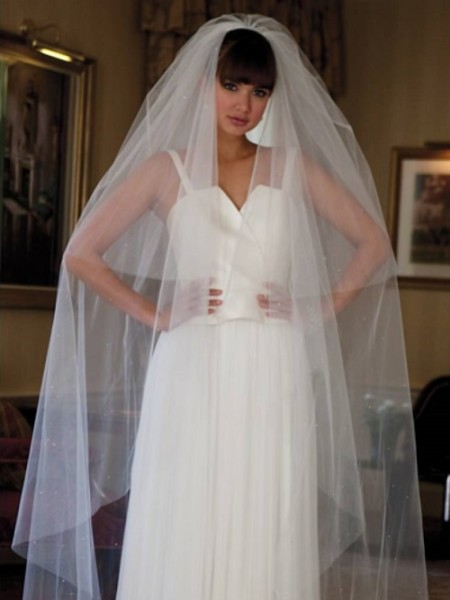 Joyce Jackson Cairo Scattered Diamante Wedding Veil with Cut Edge