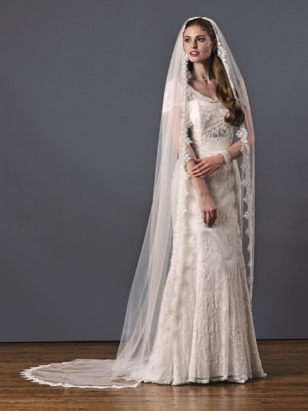 Joyce Jackson Claremont Single Tier Spiked Lace Edge Veil