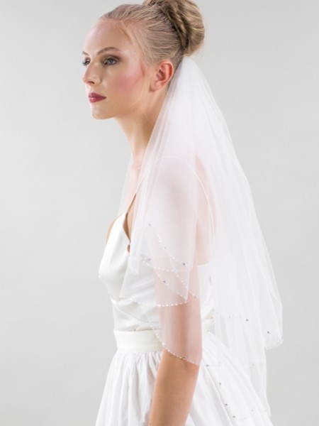 Joyce Jackson Deri Scalloped Edge Veil with Diamante and Crystal