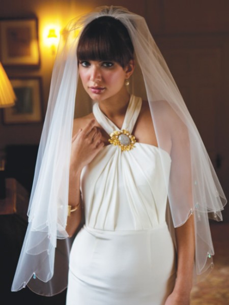 Joyce Jackson Lyon Scalloped Edge Veil with Crystal Drops