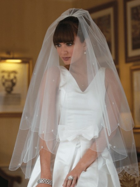 Joyce Jackson Marrakesh Scalloped Edge Veil with Pearl and Crystal