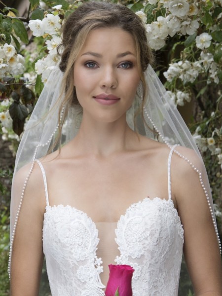 Joyce Jackson Mayfair Pearl Edge Waist Length Veil