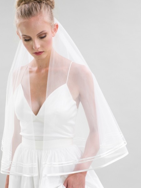 Joyce Jackson Sanremo Two Tier Veil with Narrow Satin Edge