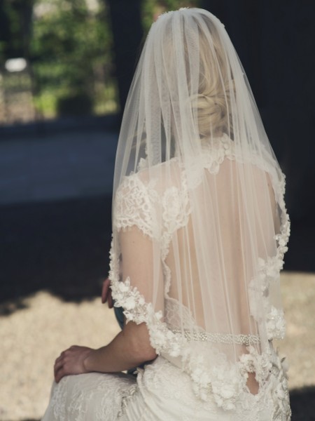 Joyce Jackson Soho Single Tier Floral Waist Length Veil