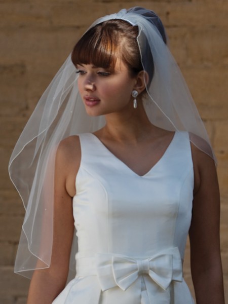 Joyce Jackson Timor Single Tier Pencil Edge Veil with Diamantes