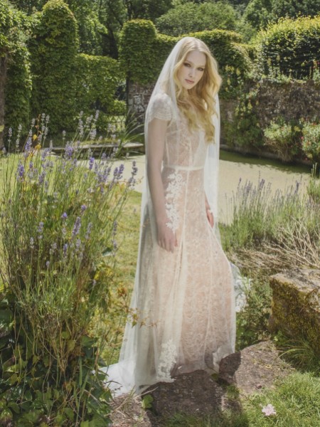 Joyce Jackson Winterberry Chapel Length Veil with Beaded Lace Motifs