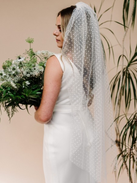 Linzi Jay Polka Dot Tulle Single Tier Bridal Veil LA603