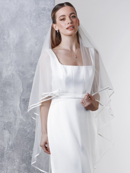 Rainbow Club Jessamy Ivory Two Tier Satin Edge Veil