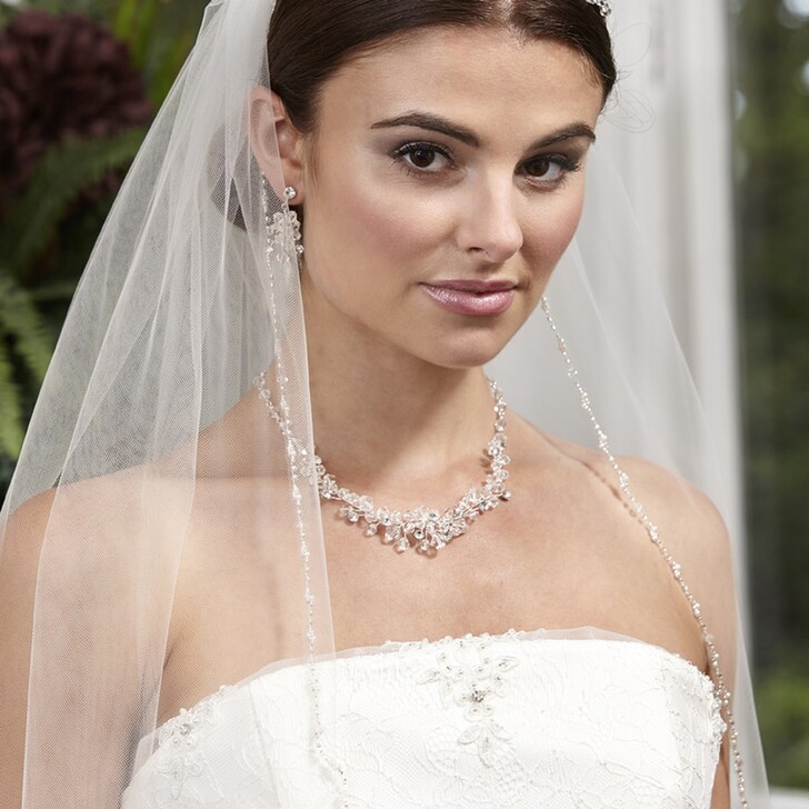 Alexandria Single Tier Veil with Pearl and Beaded Edge TLV8501