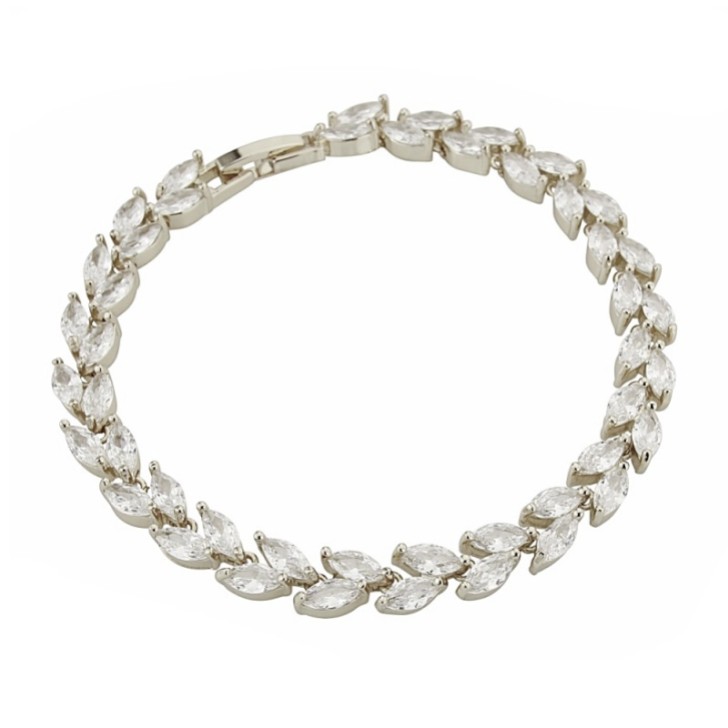 Amara Silver Crystal Vine of Leaves Bracelet
