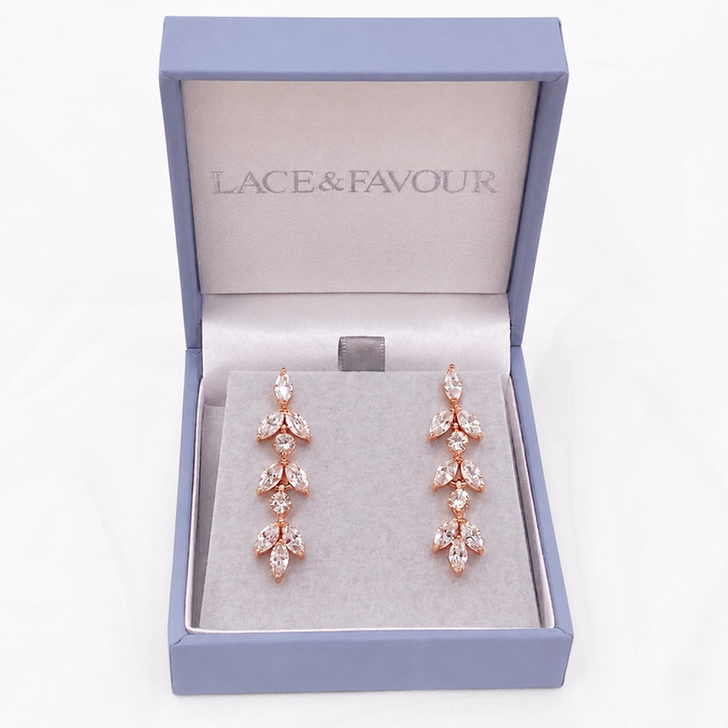 Aria Rose Gold Cubic Zirconia Drop Earrings