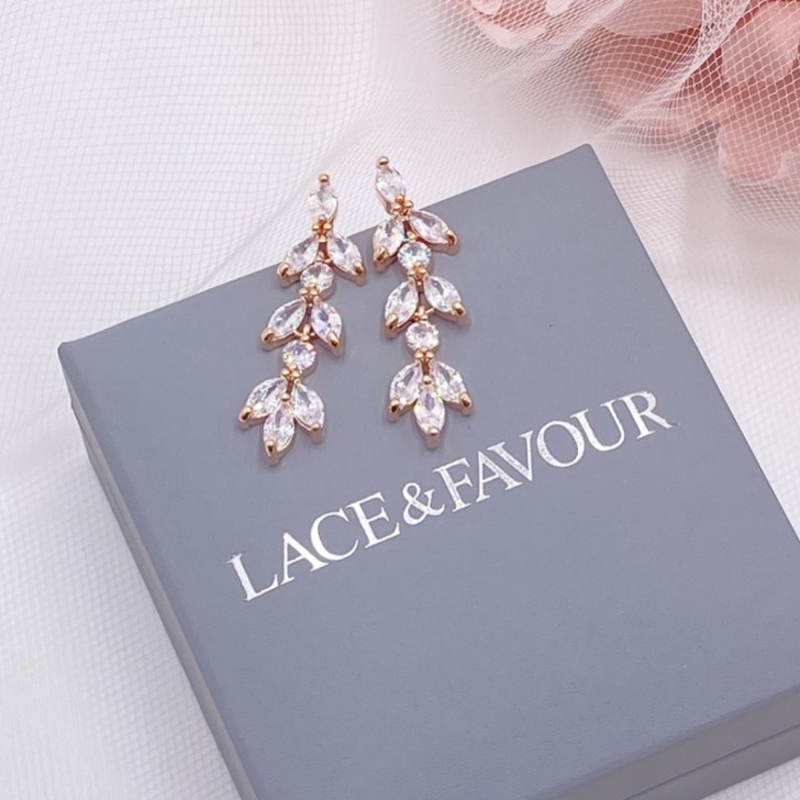 Aria Rose Gold Cubic Zirkonia Tropfenohrringe