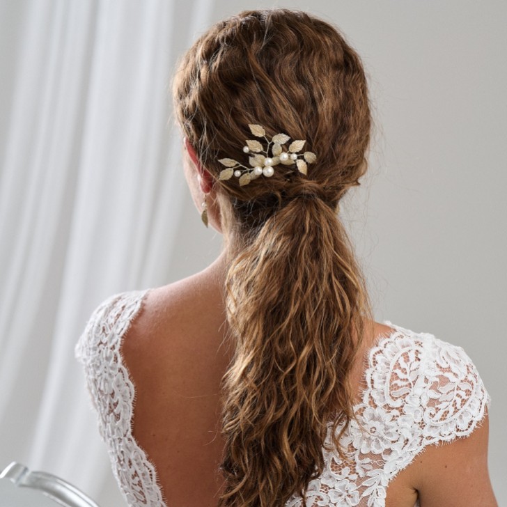 Arianna Aurelia Perle und Blätter Haarkamm AR637