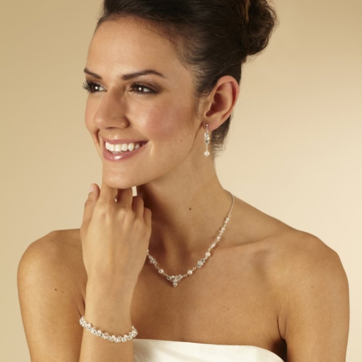 Arianna Conjunto de joyas de boda con perlas y cristales entrelazados de Hayworth ARJ092