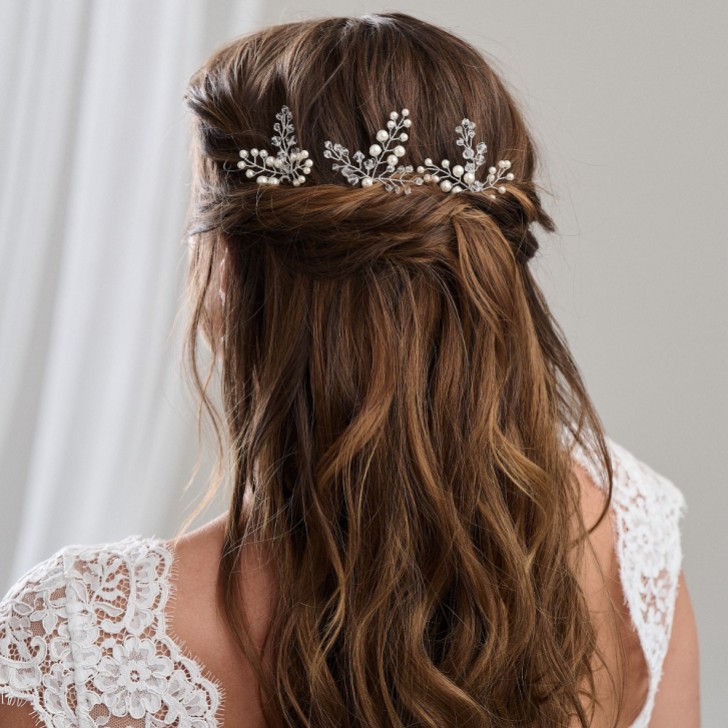 Arianna Juego de 3 horquillas de boda con perlas y cristales ARP751
