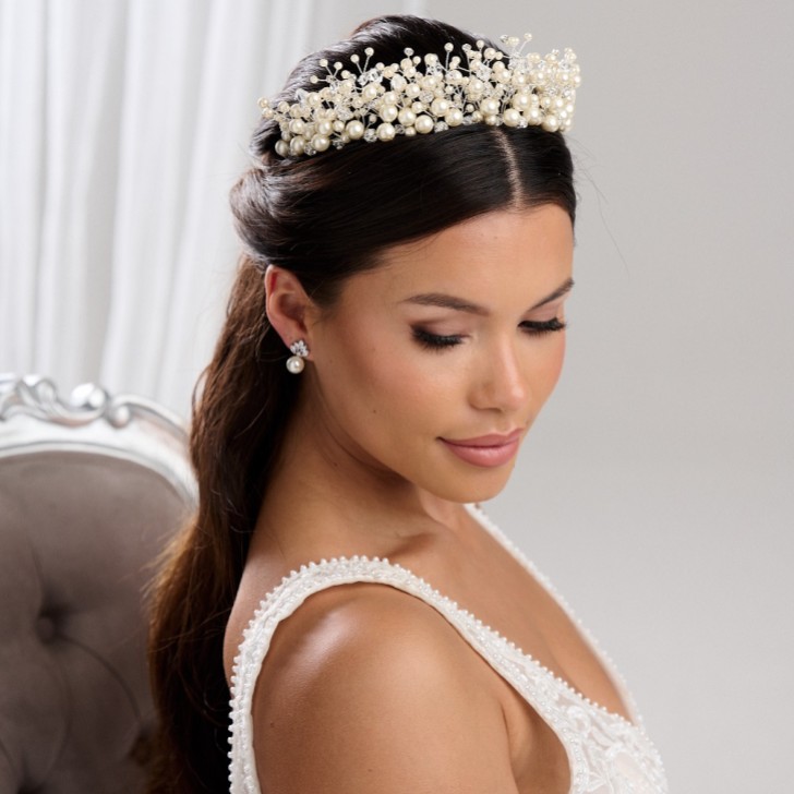 Arianna Mira Statement Pearl and Crystal Tiara AR613