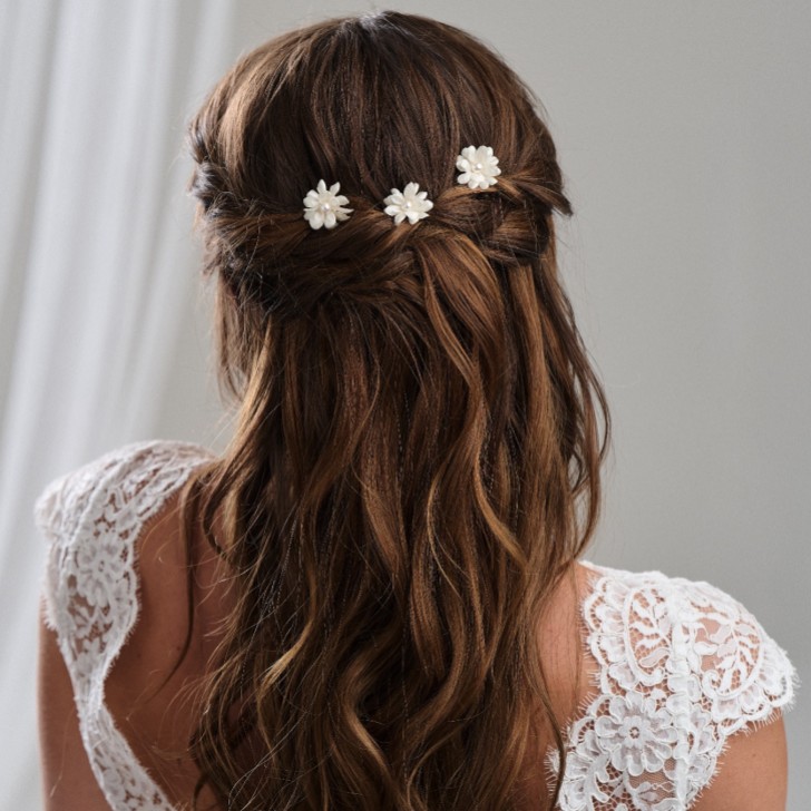 Arianna Satz von 3 doppelten Blumenhaarnadeln ARP604