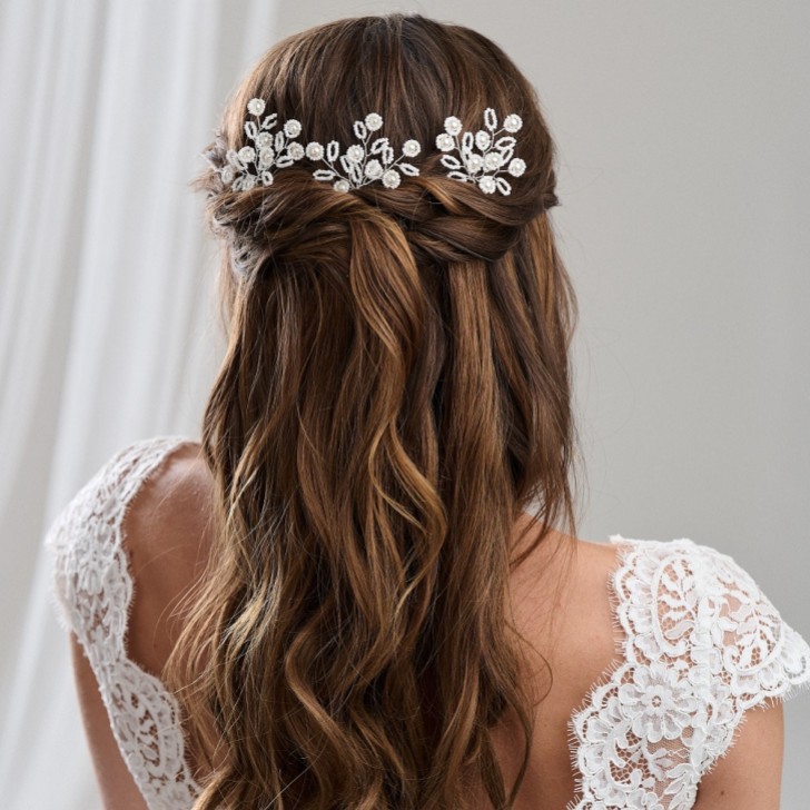 Arianna Satz von 3 floralen Perlen und Perlen Haarnadeln ARP754