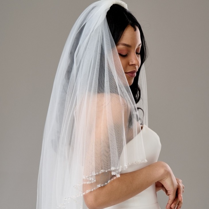 Arlington Two Tier Bead and Sequin Edge Bridal Veil