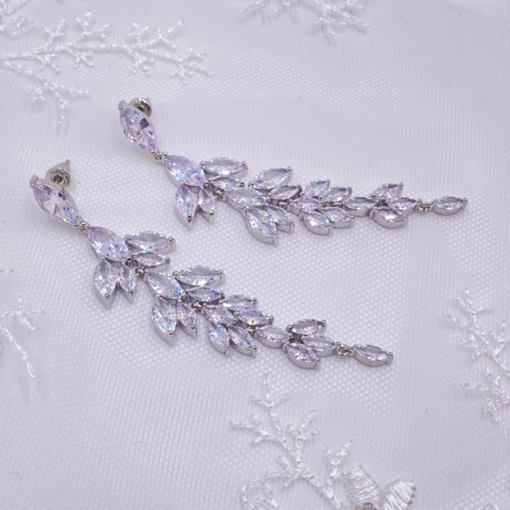 Belize Statement Cubic Zirconia Long Drop Earrings