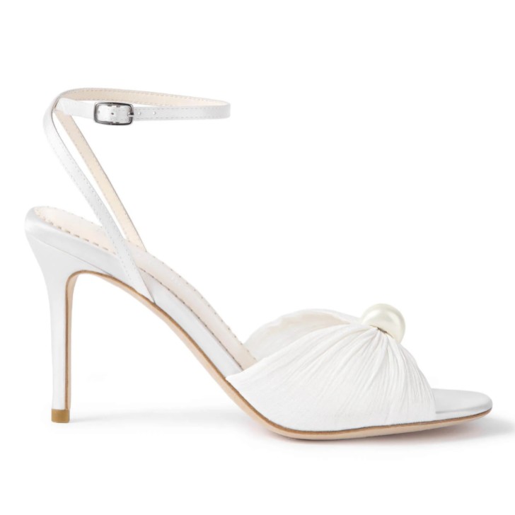 Bella Belle Sandales de mariée à talons aiguilles en tulle ivoire perlé