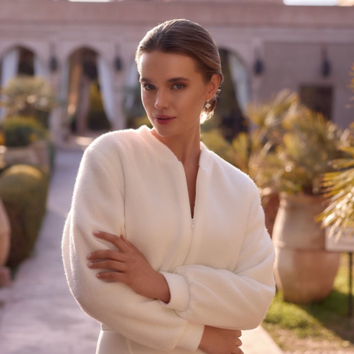 Bianco Elfenbein Kaschmir-Effekt Strickjacke für die Braut E497