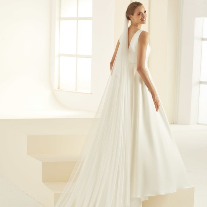 Bianco Single Tier Glitter Tulle Cathedral Veil S362