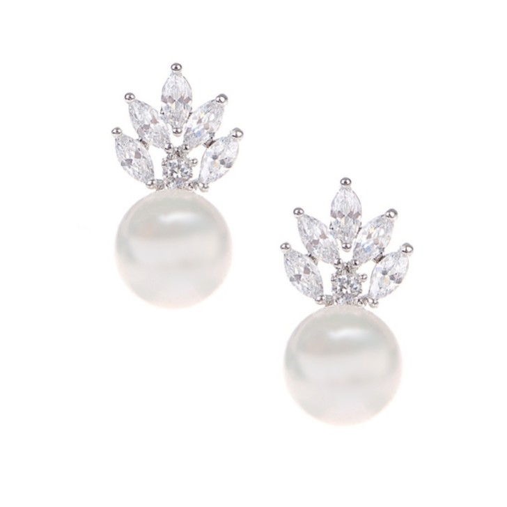 Brincos de noiva Mila Pearl Sparkle