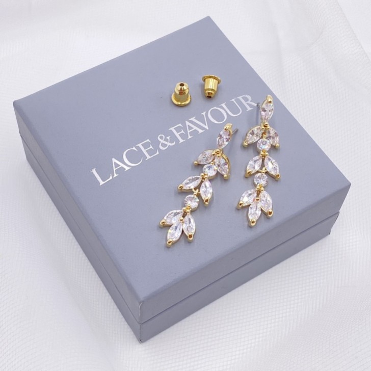 Brincos pendentes Aria Gold com zircónia cúbica