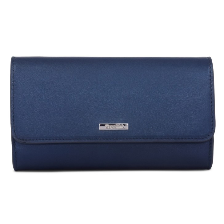 Capollini Bolso de mano de cuero azul marino con efecto perlado