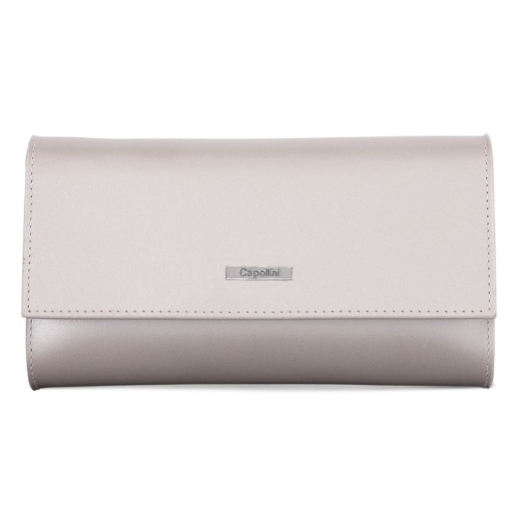 Capollini Champagne Leather Clutch Bag