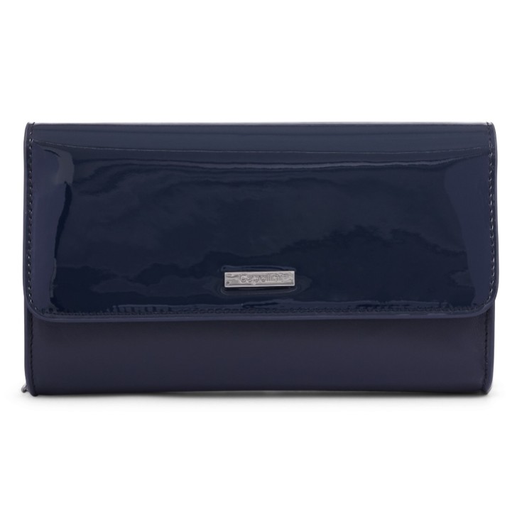 Capollini Clutch em couro envernizado azul-marinho