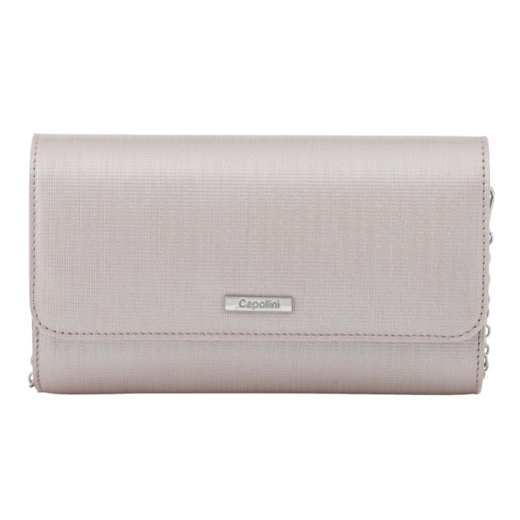 Capollini Pearlised Blush Leather Clutch Bag