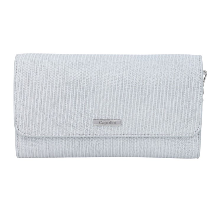 Capollini Pochette en cuir nubuck rayé argenté