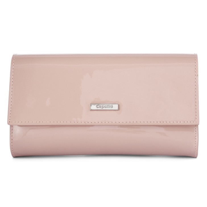 Capollini Pochette en cuir verni rose nude