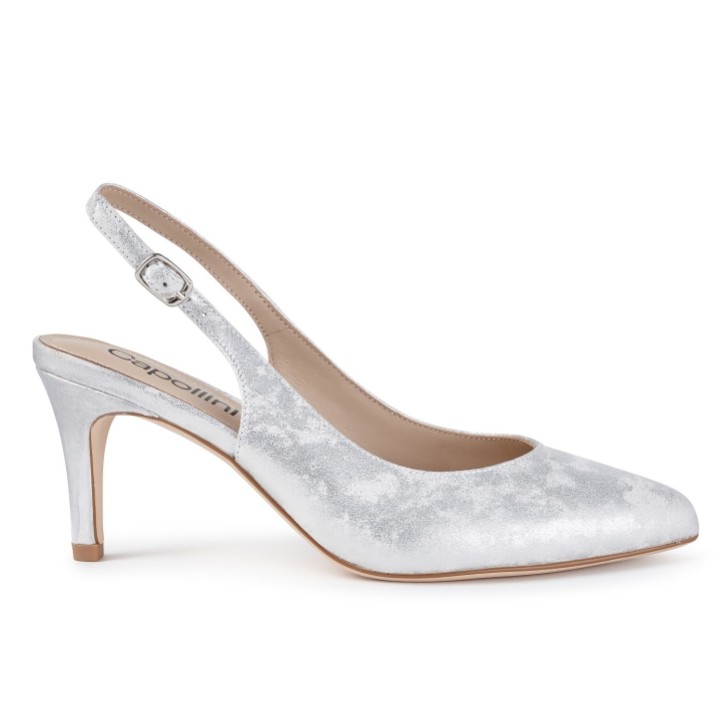 Capollini Sapatos de salto médio com tiras atrás em pele nubuck da Catherine Silver