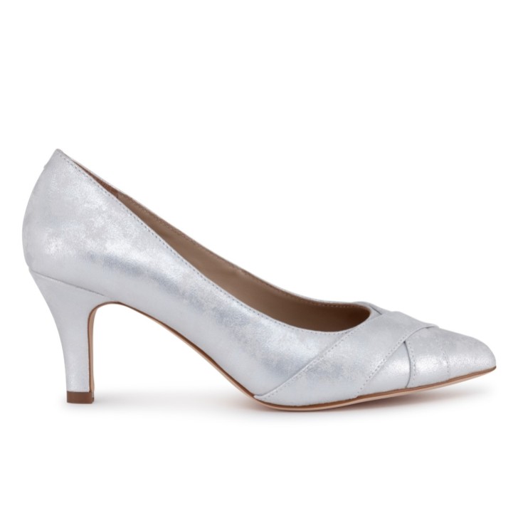 Capollini Zapatos de salón de horma ancha de piel de nubuck plateada Wyona