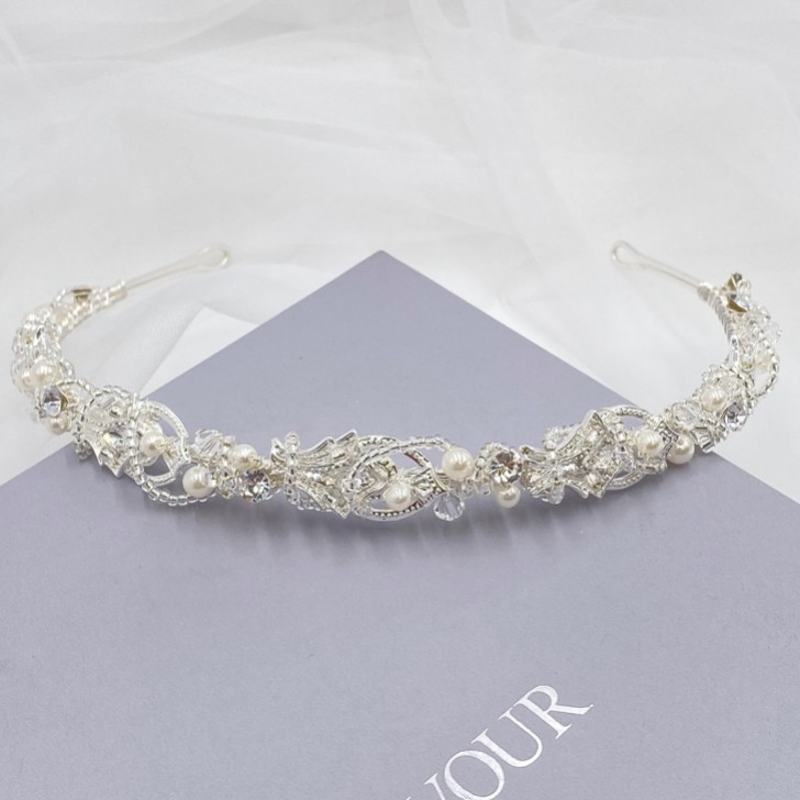 Cerchietto con perline e perle di ispirazione vintage Beatrice