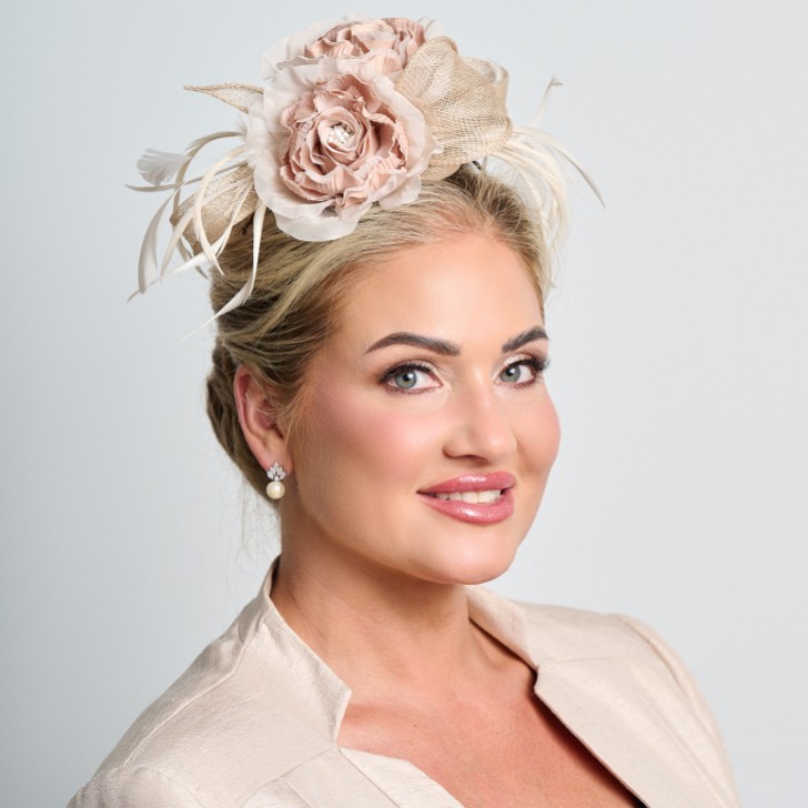 Champagner Floral Feder Hochzeit Fascinator