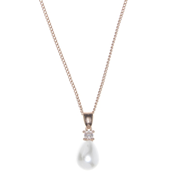 Colar Dolci com pingente em forma de lágrima em ouro rosa e pérola