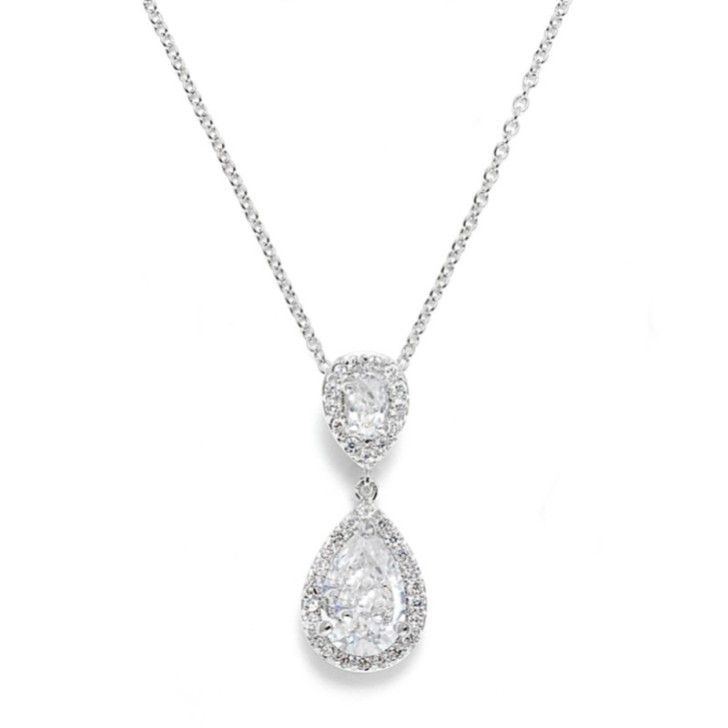 Collar con colgante adornado con cristales Celeste (plata)