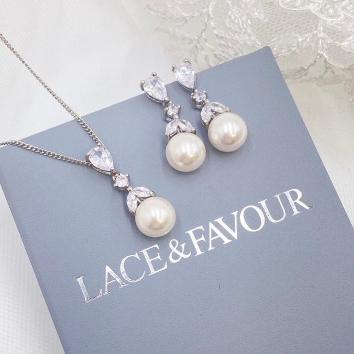 Conjunto de joyas nupciales «Elegance» con cristales y perlas