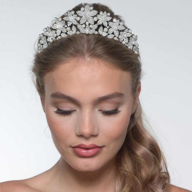 Corona nupcial floral de cristal «Leilani Statement»