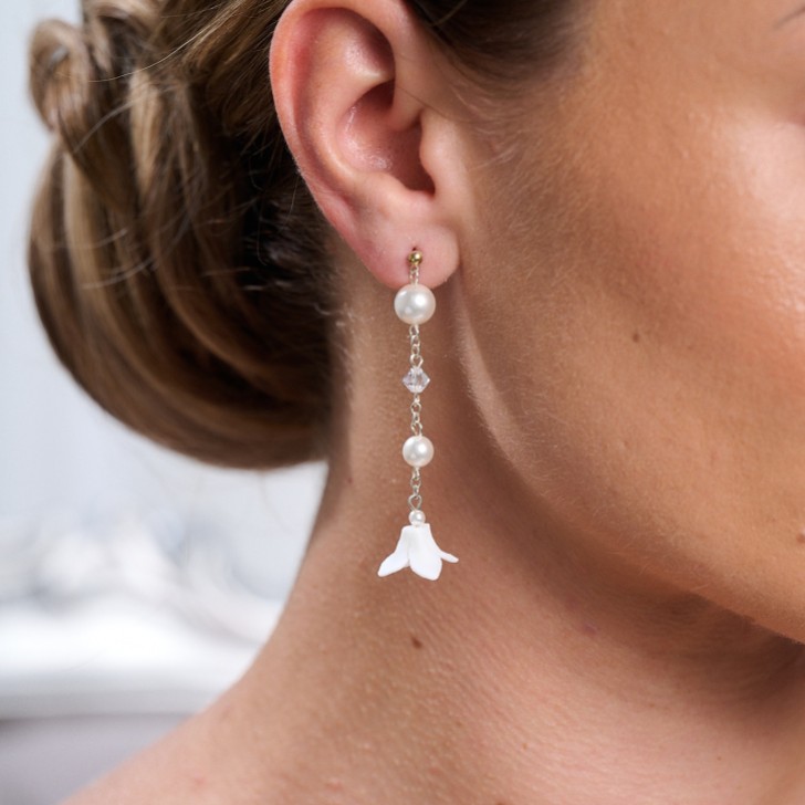 Dewdrop Long Floral Drop Earrings
