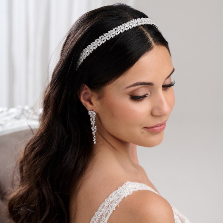 Diadema nupcial Riviera Silver Crystal