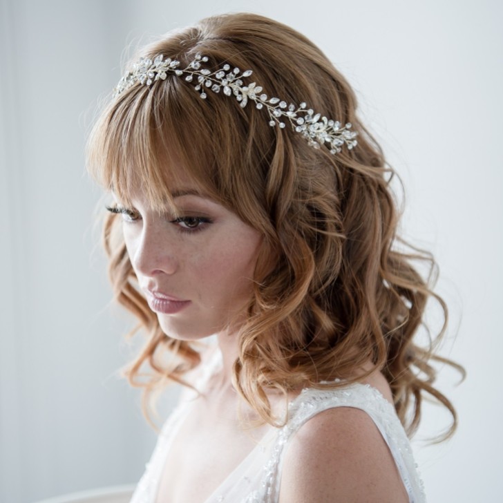 Diadema para el pelo «Estelle Long» de cristal dorado para bodas