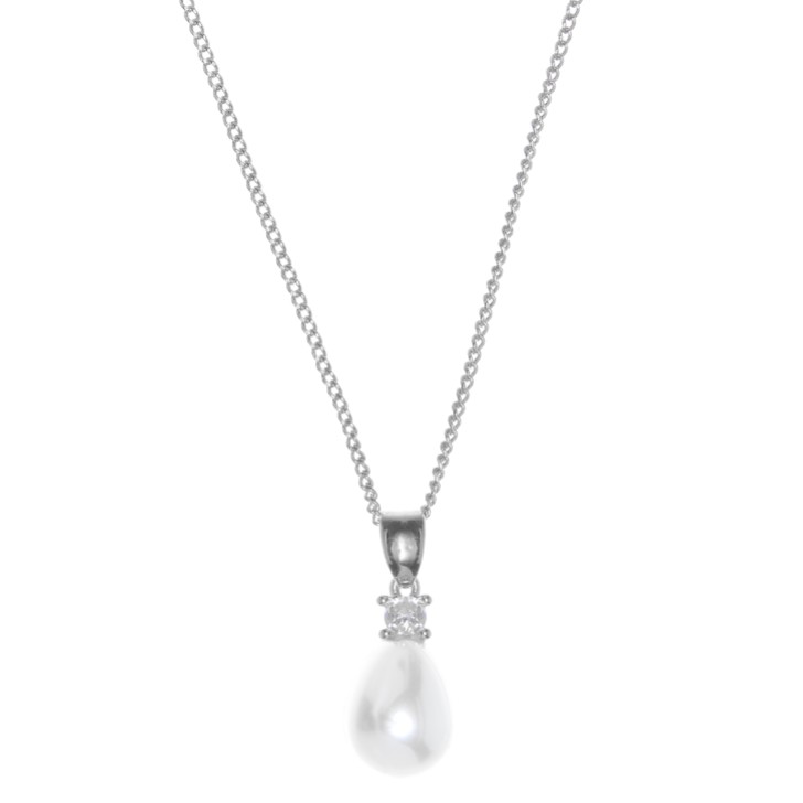 Dolci Silver Teardrop Pearl Pendant Necklace